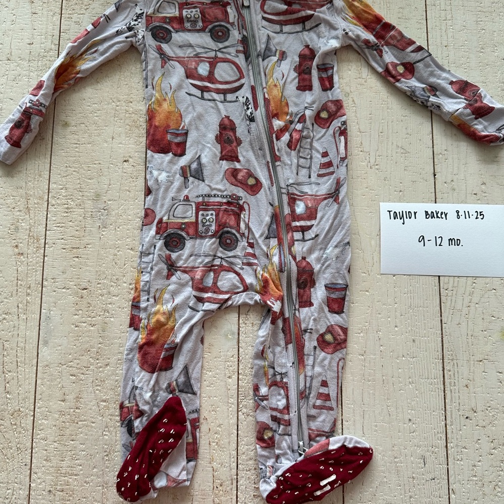 Posh Peanut Red Fire Truck Kids One Piece
